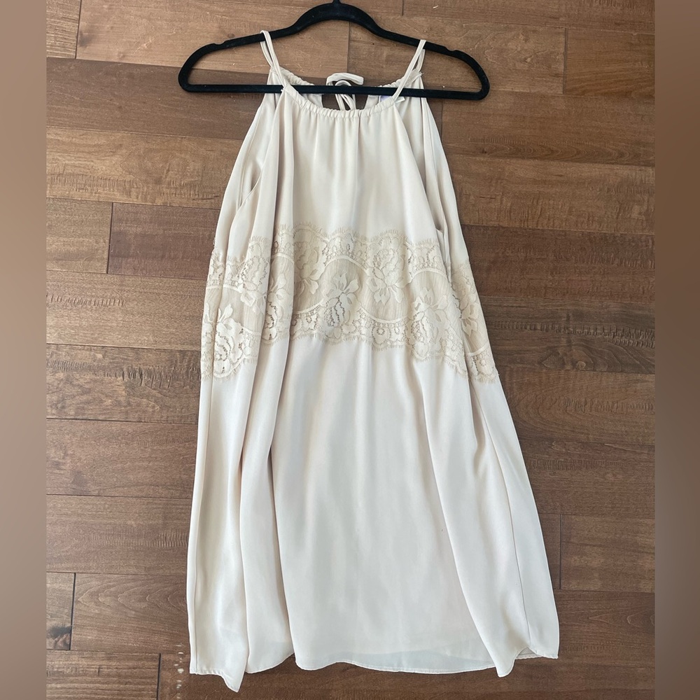 Nude Dress with Lace Detail